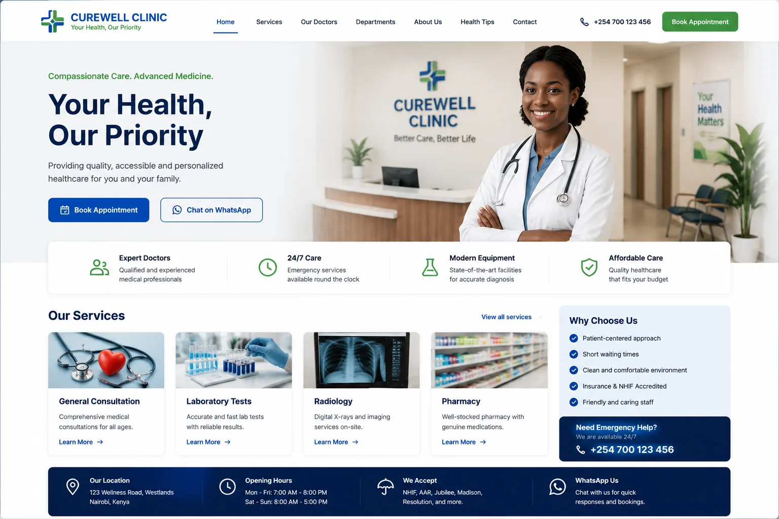 Clinics website design in Kenya by Alcatrax Technologies