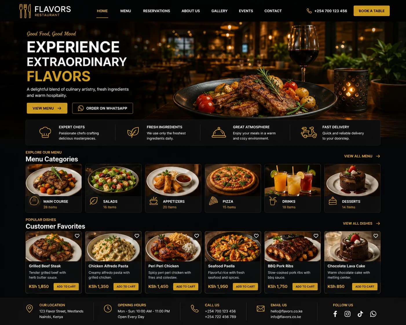 Restaurants website design in Kenya by Alcatrax Technologies