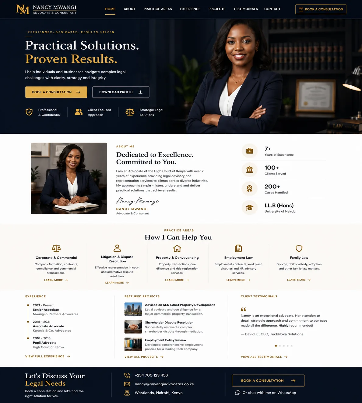 Personal Portfolios website homepage mockup with industry-specific sections