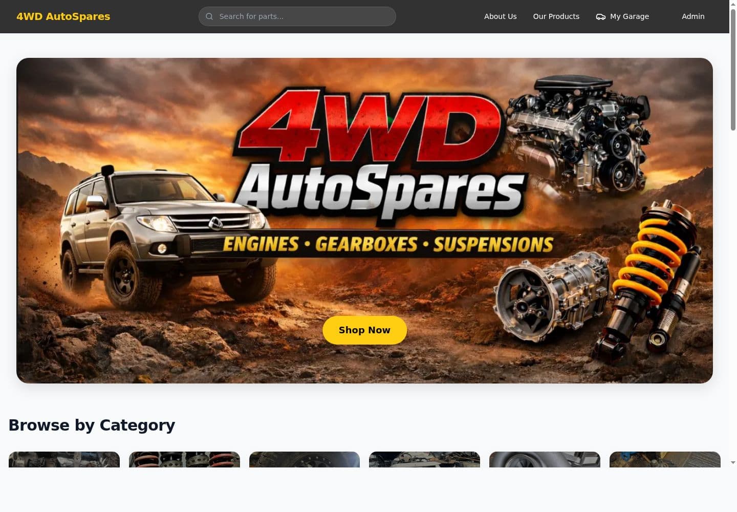 4WD Spare Parts Kenya website screenshot