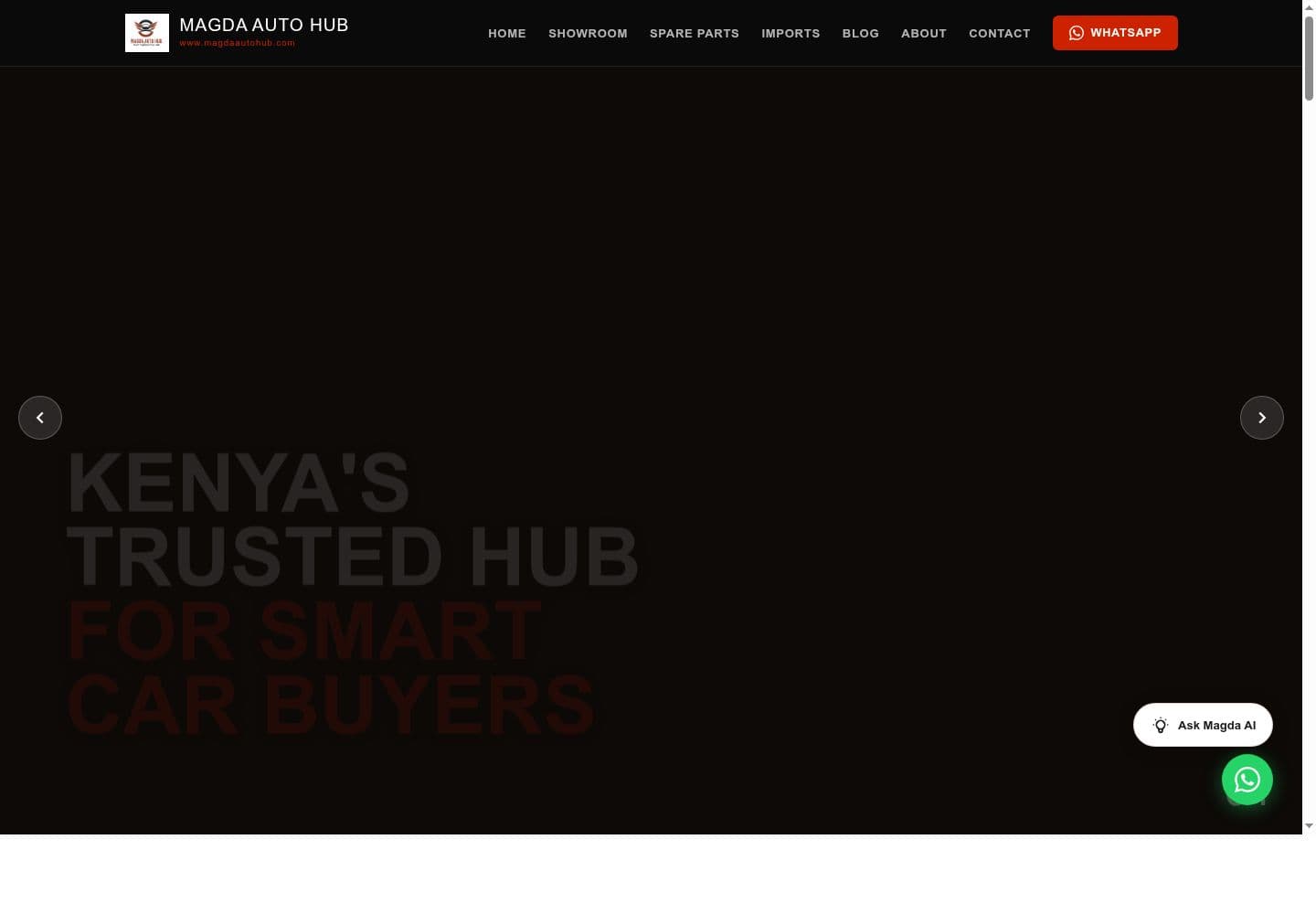 Magda Auto Hub website screenshot